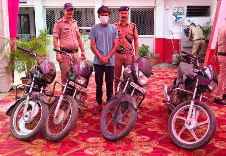हरिद्वार में वाहन चोरी का खुलासा: शातिर चोर गिरफ्तार, चार मोटरसाइकिल बरामद