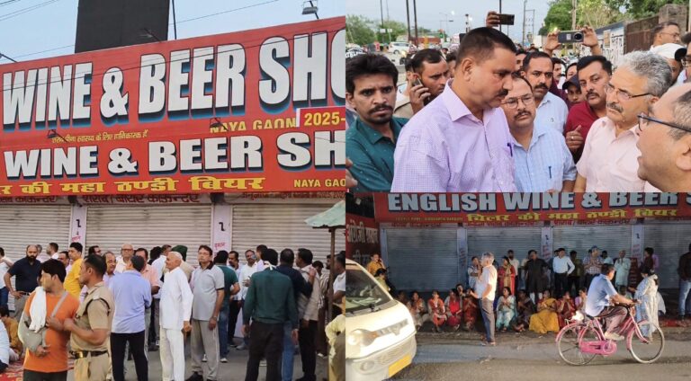 ज्वालापुर: शराब के ठेके को लेकर स्थानीय लोगों का विरोध जारी, ठेके पर लगाया ताला