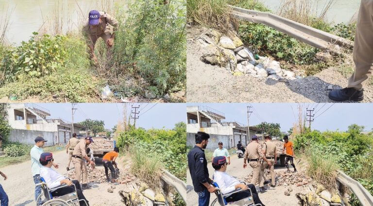 रानीपुर क्षेत्र में गड्ढा मुक्त सड़क अभियान शुरू, पुलिस प्रशासन और समाजसेवियों की पहल।