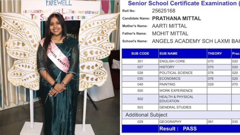 एंजेल्स एकेडमी बहादराबाद की प्रार्थना मित्तल ने 94.2% अंक प्राप्त कर बढ़ाया हरिद्वार का गौरव