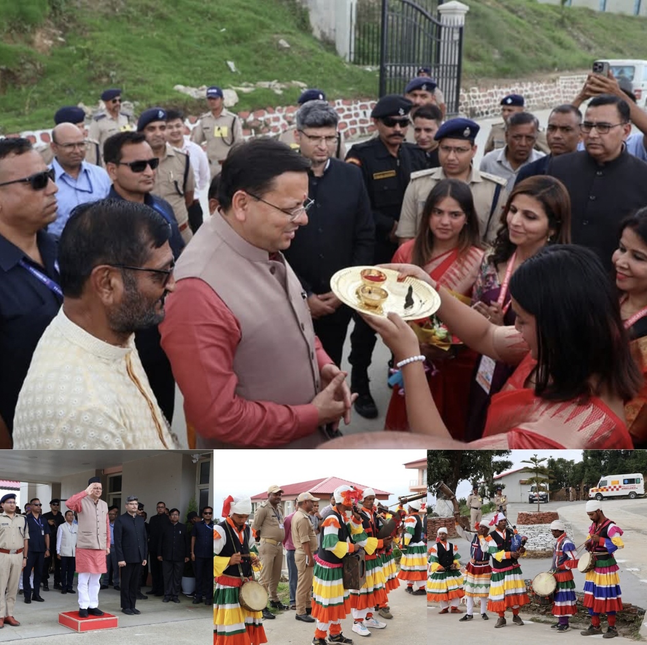मुख्यमंत्री का भराड़ीसैण में भव्य स्वागत, छोलिया नृत्य और गॉर्ड ऑफ ऑनर से हुआ अभिनंदन