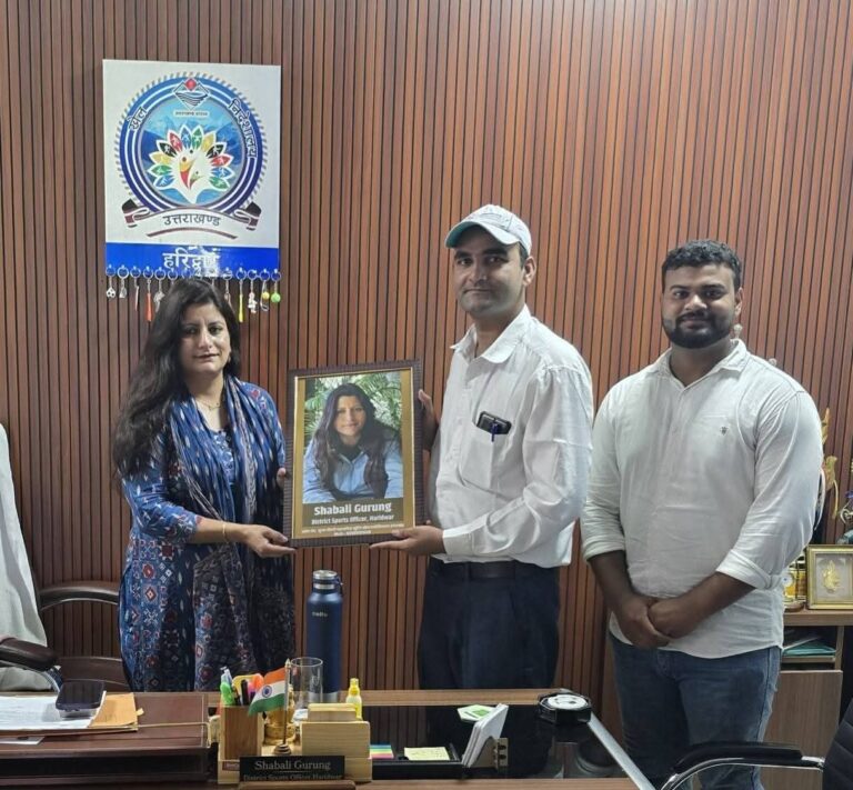 हरिद्वार बना राष्ट्रीय खेल प्रतिभा का मंच, नेशनल गेम्स 2025 के भव्य आयोजन में डीएसओ शबली गुरुंग के उत्कृष्ट नेतृत्व को shoot ball association ने किया सम्मानित