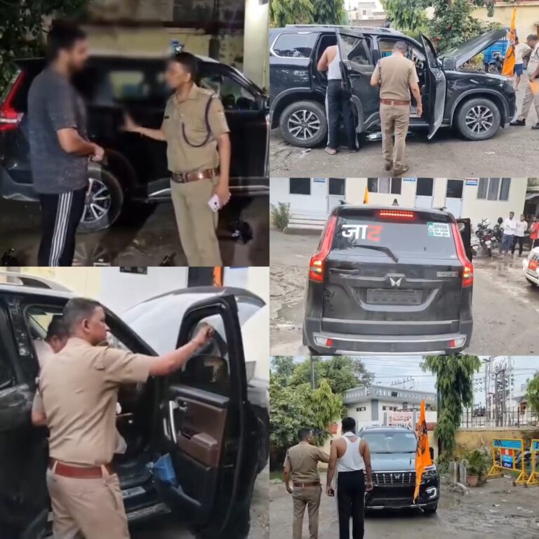 🚨”धार्मिक आस्था की आड़ में नहीं चलेगा कानून का मज़ाक: बिना नंबर प्लेट और सायरन लगी कार सीज, चालक को पैदल भेजा गया थाने से”