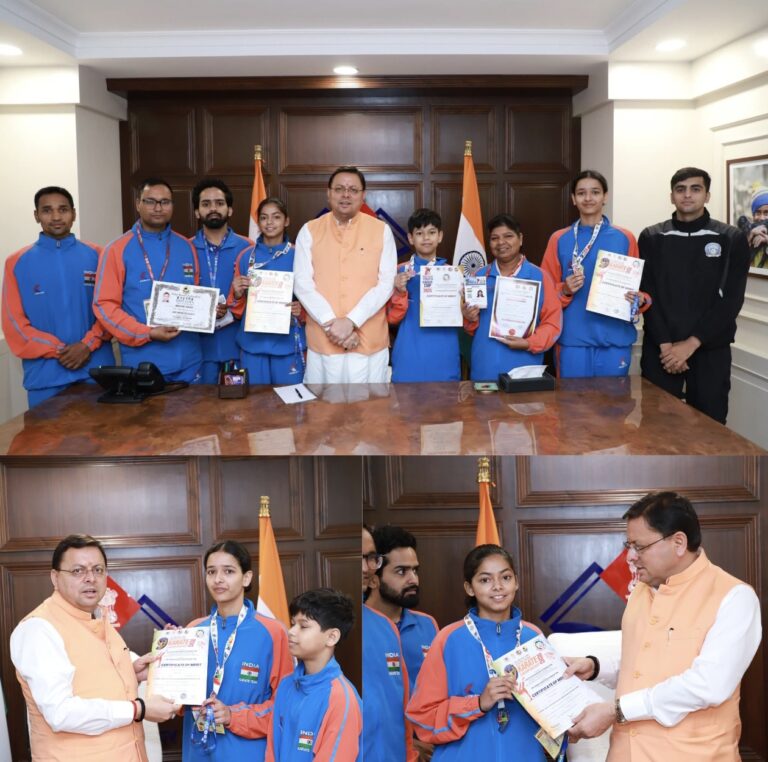 उत्तराखण्ड के होनहार खिलाड़ियों ने नवीं साउथ एशियन कराटे चैम्पियनशिप में जीते पदक, मुख्यमंत्री पुष्कर सिंह धामी ने नई दिल्ली में किया भव्य सम्मान