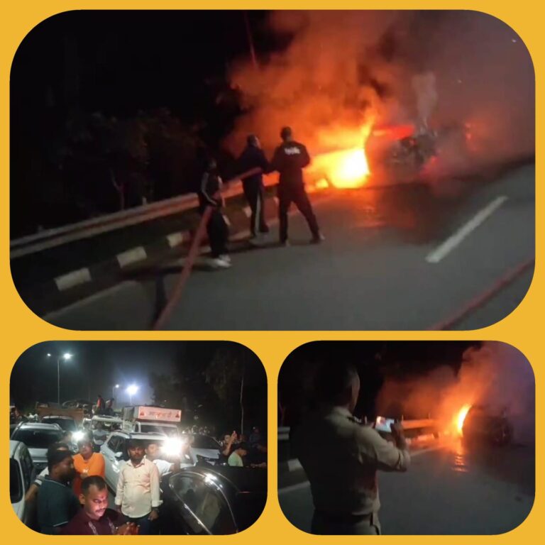🚨 देहरादून-ऋषिकेश हाईवे पर सनसनी: चलते-चलते क्रेटा कार में लगी आग, मिनटों में धधकी लपटें – तीनों सवारों की जान बाल-बाल बची! 🔥🚗