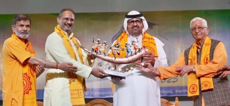 देव संस्कृति विश्वविद्यालय में बहरीन के शांति दूत अब्दुल्ला अल मन्नई का भव्य स्वागत, भारत–बहरीन सांस्कृतिक सेतु पर हुआ सार्थक संवाद