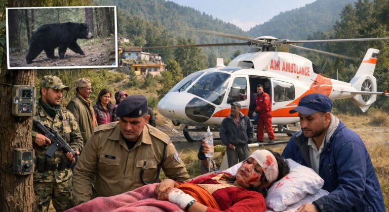 “पौड़ी में जंगल का खौफनाक मंजर: घास काटने गई महिला पर भालू का जानलेवा हमला, गंभीर हालत में एयरलिफ्ट की तैयारी, इलाके में दहशत—वन विभाग अलर्ट”