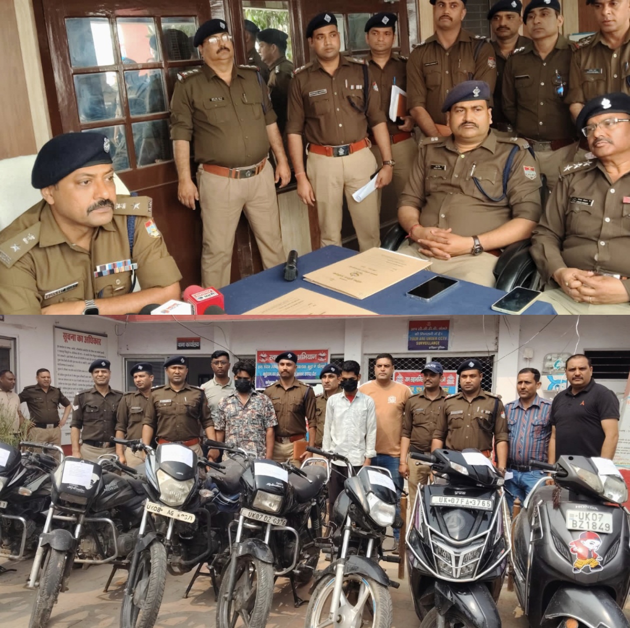 “ज्वालापुर पुलिस का बड़ा खुलासा: मोसिन-गुल्सान की चोरी गैंग का पर्दाफाश, 10 दोपहिया वाहन बरामद — गंग नहर पटरी के खंडहर से निकला बाइक-स्कूटी का खजाना”