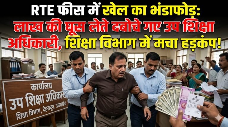 “RTE फीस प्रतिपूर्ति में बड़ा घोटाला बेनकाब: लाखों की घूस के खेल में रंगे हाथ दबोचे गए उप शिक्षा अधिकारी व सहयोगी, सतर्कता की कार्रवाई से शिक्षा विभाग में मचा भारी हड़कंप!”