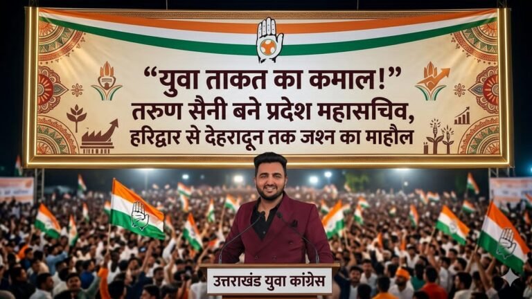 “युवा जोश की गूंज से गूंजा हरिद्वार! लक्सर के तरुण सैनी बने युवा कांग्रेस के प्रदेश महासचिव, जीत के बाद हरिद्वार से देहरादून तक जश्न और आतिशबाजी का माहौल”