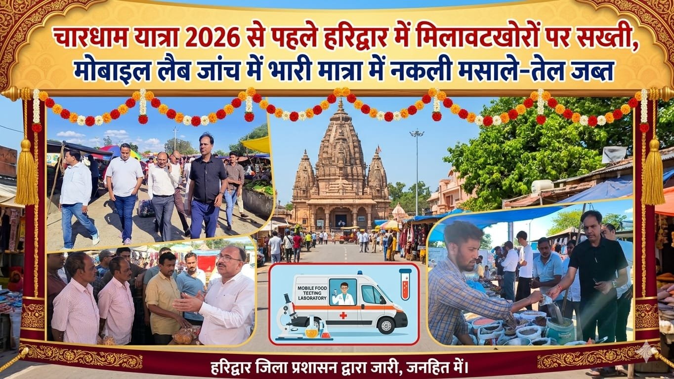 “चारधाम यात्रा से पहले हरिद्वार में मिलावटखोरों की शामत: मोबाइल लैब के छापे में खुला काला खेल, क्विंटल भर नकली मसाले-तेल जब्त, कारोबारियों में हड़कंप!”