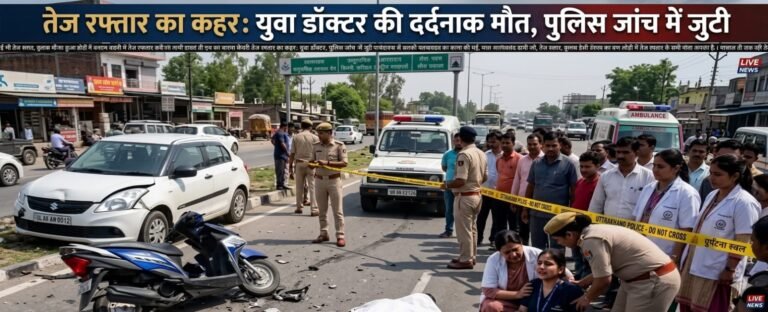 “NH पर तेज रफ्तार का कहर: ड्यूटी पर जा रहे युवा डॉक्टर की दर्दनाक मौत, महिला डॉक्टर सदमे में—टक्कर मारकर फरार हुआ चालक, पुलिस जांच में जुटी”