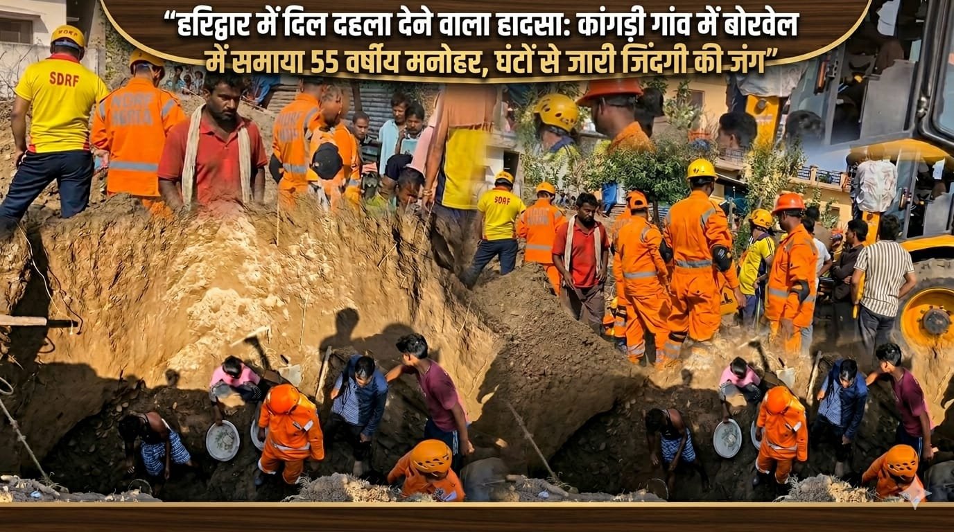 “हरिद्वार में दिल दहला देने वाला बड़ा हादसा: कांगड़ी गांव की गली नंबर 6 में बोरवेल में समाया 55 वर्षीय मनोहर, मिट्टी धंसने से मलबे में दबे, 5 घंटे से जारी जिंदगी और मौत की जंग, SDRF-NDRF समेत प्रशासन की टीमें रेस्क्यू में जुटीं”