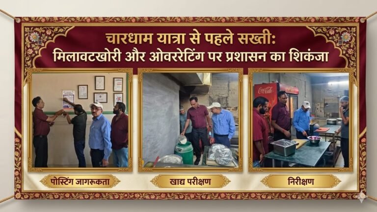 “चारधाम यात्रा से पहले हरिद्वार में खाद्य माफियाओं पर बड़ा एक्शन: ढाबों-होटलों में ताबड़तोड़ छापेमारी, मिलावट और ओवररेटिंग पर कसा शिकंजा”