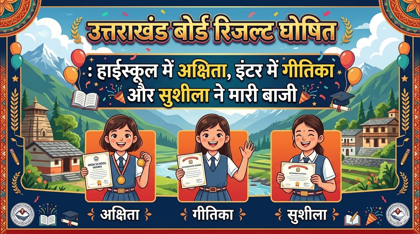 “उत्तराखंड बोर्ड रिजल्ट 2026: बेटियों का परचम लहराया—हाईस्कूल में अक्षिता गोयल बनीं प्रदेश टॉपर, इंटर में गीतिका और सुशीला ने संयुक्त रूप से रचा इतिहास, शानदार रिजल्ट से खिला प्रदेश”