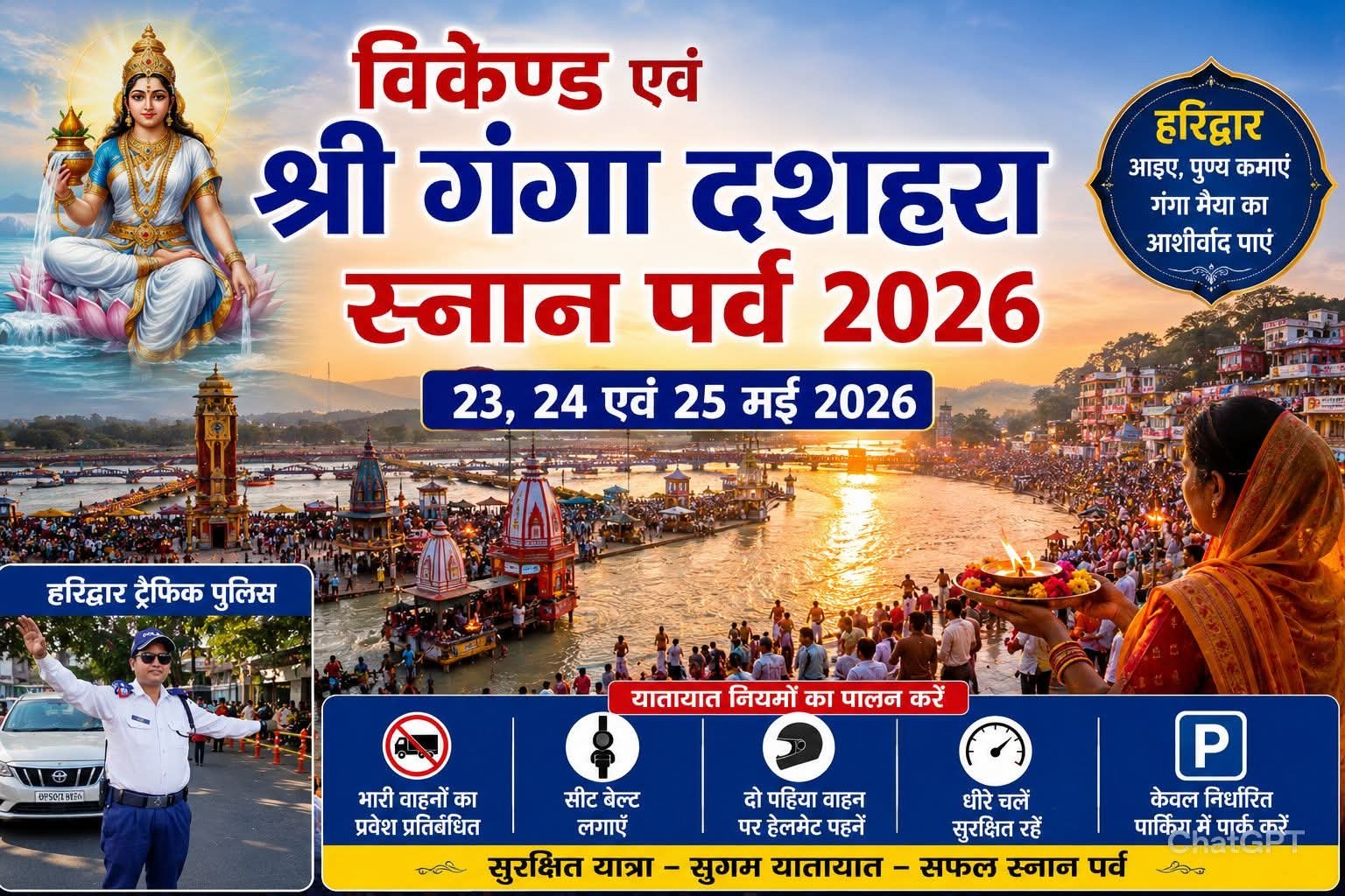 “गंगा दशहरा पर हरिद्वार में लाखों श्रद्धालुओं की भीड़ को लेकर ट्रैफिक पुलिस अलर्ट, शहरभर में डायवर्जन और भारी वाहनों की एंट्री बंद”