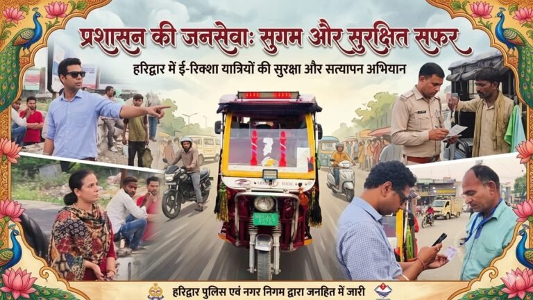 “हरिद्वार में ई-रिक्शाओं पर सख्त एक्शन: नेहा झा और निखिल शर्मा के नेतृत्व में सघन चेकिंग, 50+ वाहन सीज, बिना QR कोड वालों में हड़कंप”