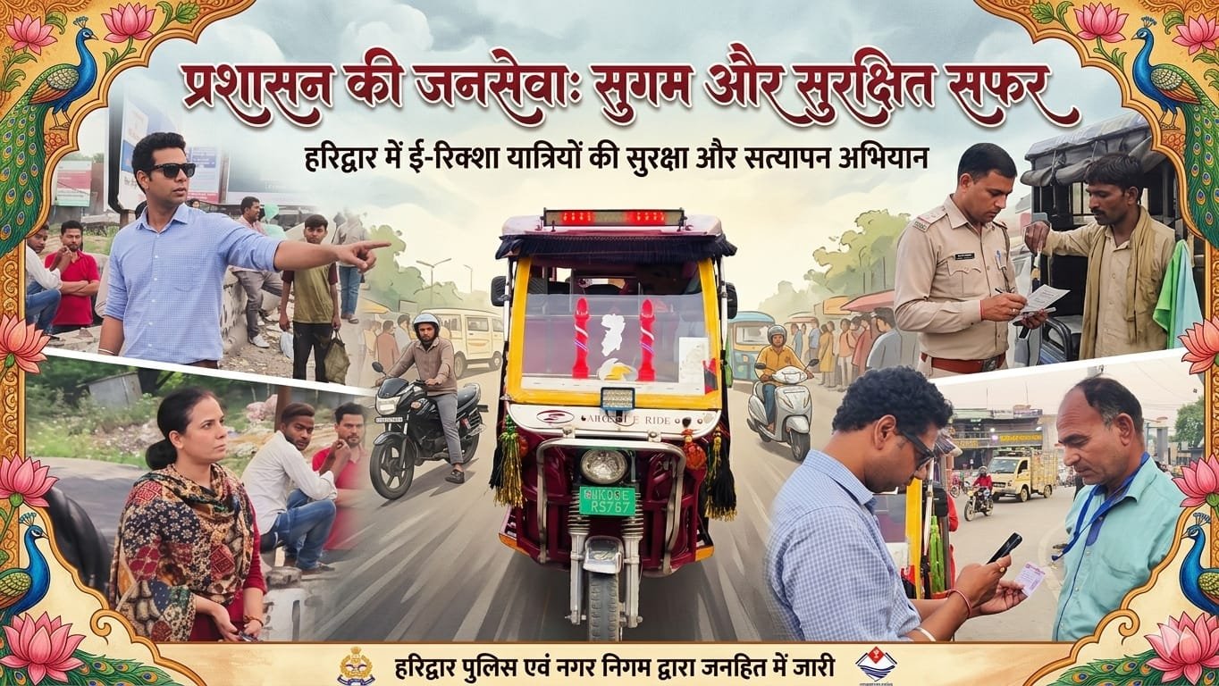 “हरिद्वार में ई-रिक्शाओं पर सख्त एक्शन: नेहा झा और निखिल शर्मा के नेतृत्व में सघन चेकिंग, 50+ वाहन सीज, बिना QR कोड वालों में हड़कंप”