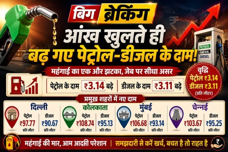“सुबह-सुबह जनता को महंगाई का झटका! पेट्रोल-डीजल के दामों में लगी आग, जेब पर पड़ा सीधा वार”