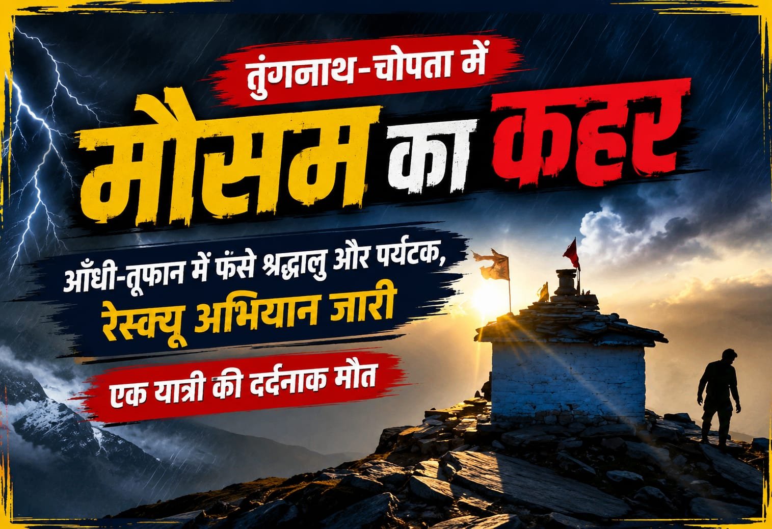 “तुंगनाथ-चोपता में अचानक बदला मौसम बना आफत, तेज तूफान में फँसे श्रद्धालु-पर्यटक, प्रशासन ने चलाया युद्धस्तर पर रेस्क्यू”