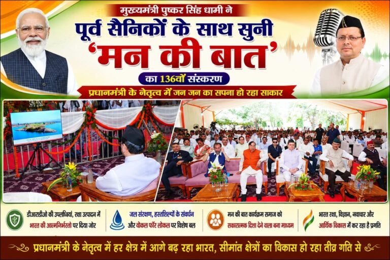 “पूर्व सैनिकों संग CM धामी ने सुनी ‘मन की बात’, बोले—PM मोदी के नेतृत्व में साकार हो रहा हर भारतीय का सपना, आत्मनिर्भर भारत की ओर बढ़ रहा देश”