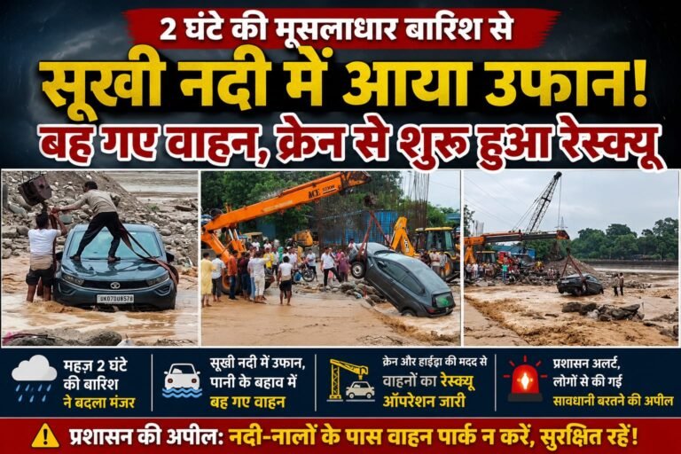 “2 घंटे की मूसलाधार बारिश से हरिद्वार में मचा हड़कंप! सूखी नदी बनी उफनता सैलाब, बह गईं कई गाड़ियां… क्रेन और हाइड्रा से चला हाई वोल्टेज रेस्क्यू ऑपरेशन”