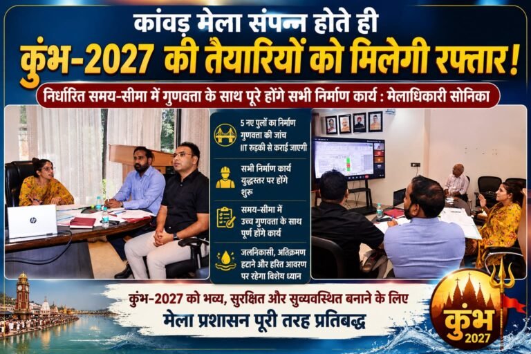 “कांवड़ मेला खत्म… अब कुंभ-2027 का महाएक्शन! सोनिका का अल्टीमेटम—समय पर पूरे होंगे सभी काम, IIT रुड़की परखीगी 5 नए पुलों की मजबूती”