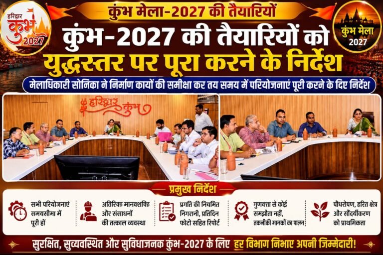“कुंभ-2027 की तैयारियों ने पकड़ी रफ्तार, मेलाधिकारी सोनिका का सख्त फरमान—‘काम युद्धस्तर पर हो, समयसीमा से खिलवाड़ बिल्कुल नहीं!’”