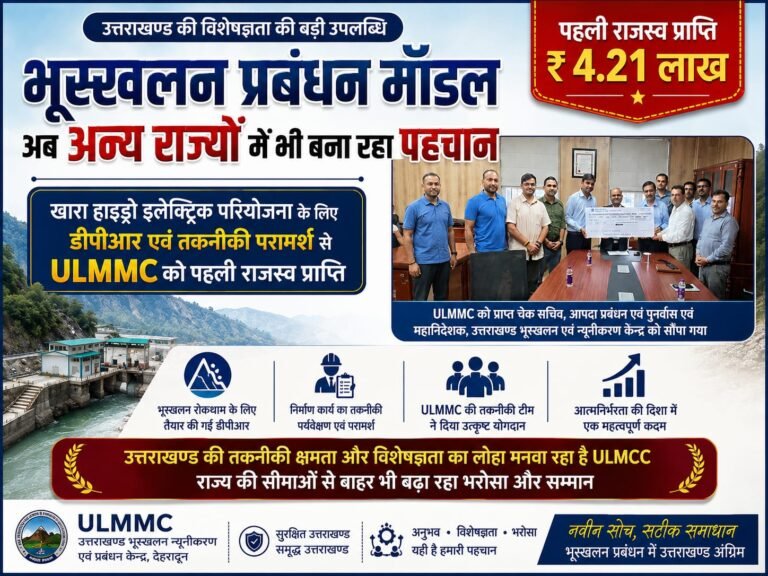 “उत्तराखण्ड की भूस्खलन विशेषज्ञता का डंका यूपी तक! खारा हाइड्रो प्रोजेक्ट से ULMCC को पहली बार ₹4.21 लाख की कमाई”