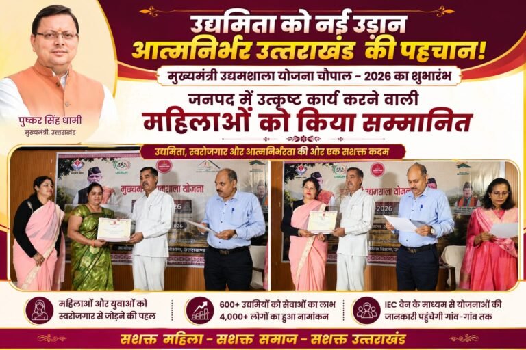 “उद्यमशाला चौपाल-2026 का आगाज, आत्मनिर्भरता की राह पर बढ़ीं महिलाएं; उत्कृष्ट कार्य करने वाली महिलाओं का सम्मान”