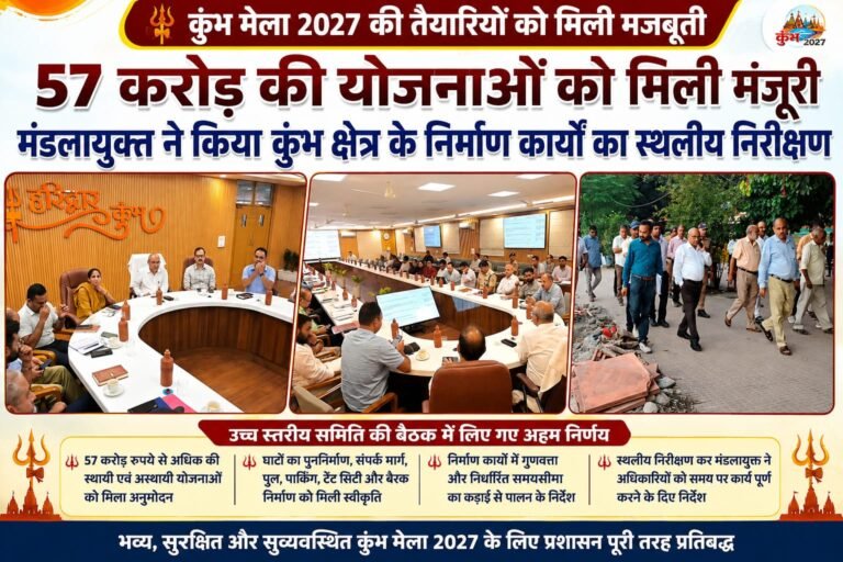 “Big breaking:कुंभ 2027 की तैयारियों को मिली रफ्तार, 57 करोड़ की योजनाओं पर मुहर; मंडलायुक्त ने निर्माण कार्यों का लिया जायजा”
