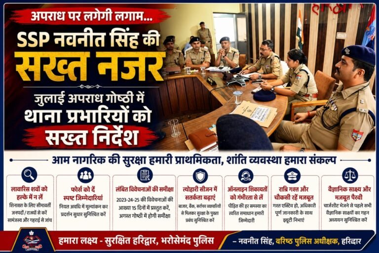 Big breaking:लावारिस शवों से लेकर त्योहारों की सुरक्षा तक… SSP नवनीत सिंह ने कसी पुलिस की कमर, अपराधियों पर पैनी नजर रखने के दिए सख्त निर्देश