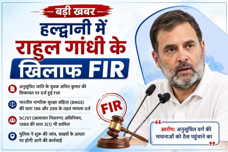 BIG BREAKING:हल्द्वानी में राहुल गांधी के खिलाफ FIR से सियासी हलचल तेज, SC युवक की शिकायत पर गंभीर धाराओं में मुकदमा दर्ज