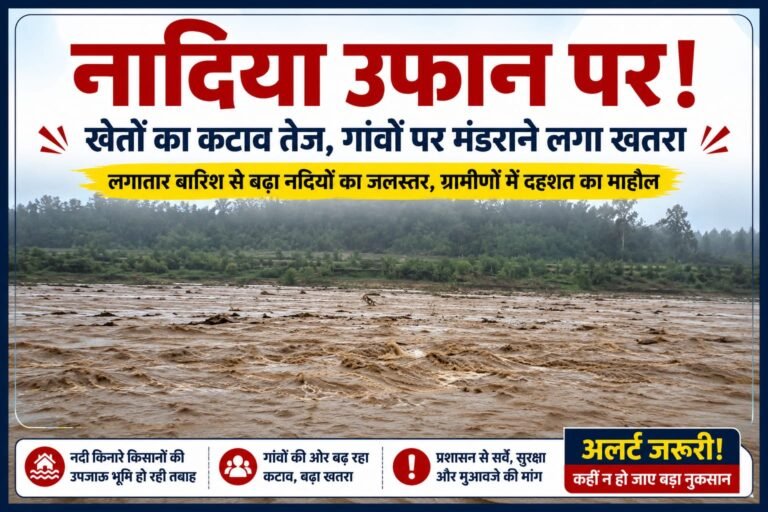 BIG BREAKING:नदियों का रौद्र रूप! खेतों में तेज कटाव से बढ़ी दहशत, गांवों की ओर मंडराया बाढ़ का खतरा