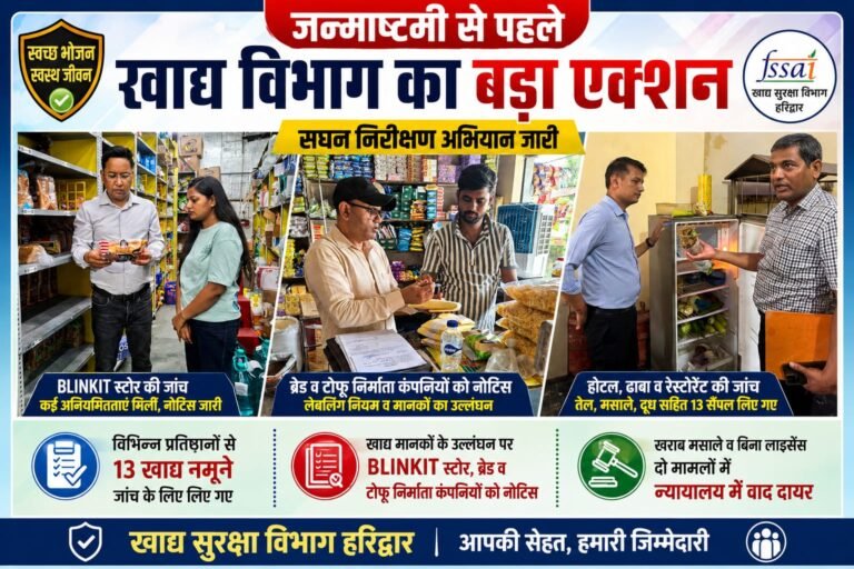 BIG BREAKING:जन्माष्टमी से पहले खाद्य विभाग का बड़ा एक्शन! 13 सैंपल लिए, Blinkit समेत ब्रेड-टोफू कंपनियों को नोटिस, दो मामलों में कोर्ट पहुंचा मामला