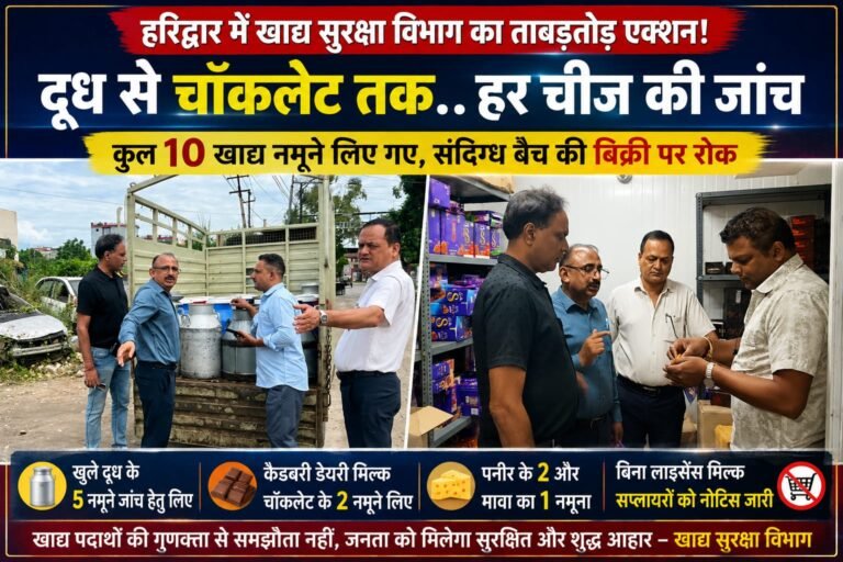 BIG BREAKING:हरिद्वार में खाद्य विभाग का बड़ा एक्शन! कैडबरी चॉकलेट समेत 10 सैंपल लिए, संदिग्ध बैच की बिक्री पर रोक