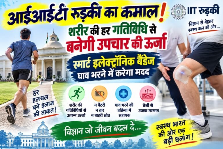 BIG BREAKING:: आईआईटी रुड़की का कमाल! शरीर की हर हलचल से बनेगी उपचार की ऊर्जा, स्मार्ट ‘इलेक्ट्रॉनिक बैंडेज’ घाव भरने में मचाएगा क्रांतिकारी बदलाव