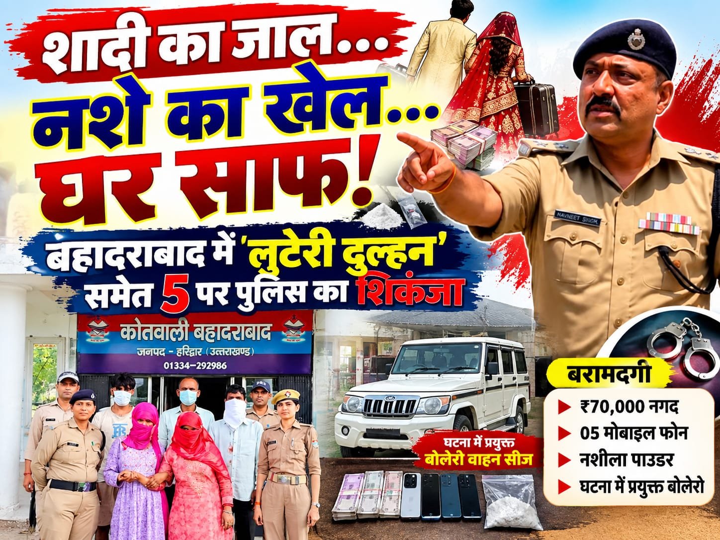 BIG BREAKING:: दुल्हन बनी, शादी रचाई… फिर पति को नशा खिलाकर बोली ‘चलो मायके!’  घर से नकदी-सामान लेकर फरार, पुलिस ने 5 को पकड़ा!
