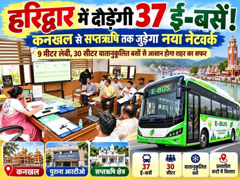BIG BREAKING:: हरिद्वार में दौड़ेंगी 37 ई-बसें, शहर का सफर होगा ‘स्मार्ट’! कनखल से सप्तऋषि तक जुड़ेगा नया ई-बस नेटवर्क