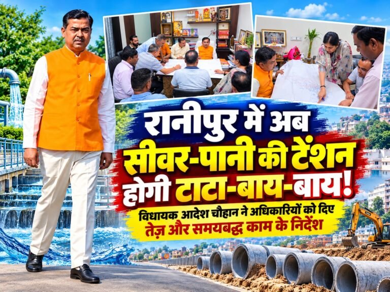 BIG BREAKING:: रानीपुर में अब सीवर-पानी की टेंशन होगी टाटा-बाय-बाय! विधायक आदेश चौहान ने अफसरों को कहा—काम तेज करो, जनता को राहत दो!
