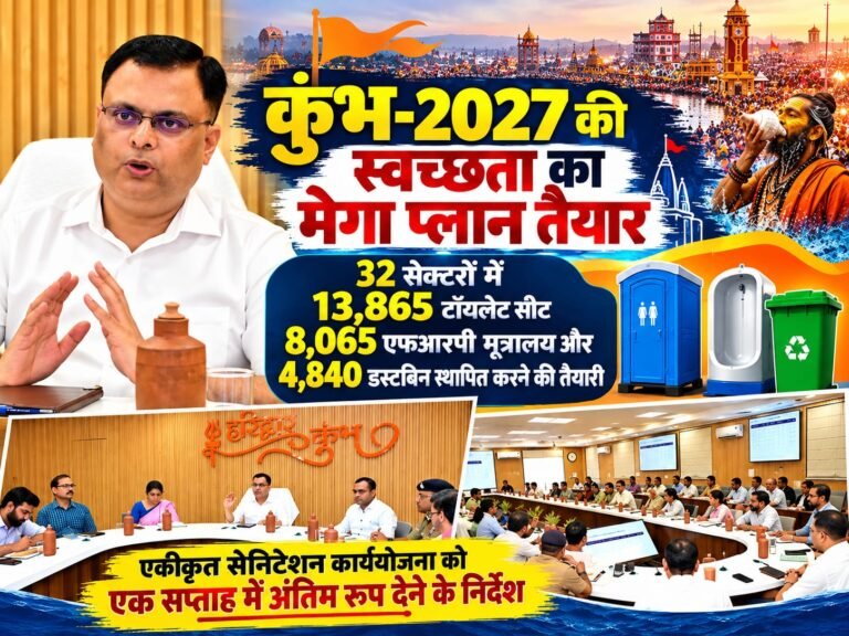 BIG BREAKING:: कुंभ-2027 की स्वच्छता का मेगा प्लान तैयार, 32 सेक्टरों में 13,865 टॉयलेट और 8,065 मूत्रालयों से होगी सफाई व्यवस्था चाक-चौबंद!
