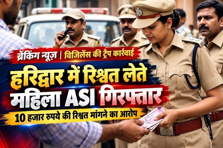 BIG BREAKING:: हरिद्वार में रिश्वत लेते महिला ASI गिरफ्तार, 10 हजार की रिश्वत मांगने का आरोप, विजिलेंस की ट्रैप कार्रवाई से पुलिस महकमे में हलचल!