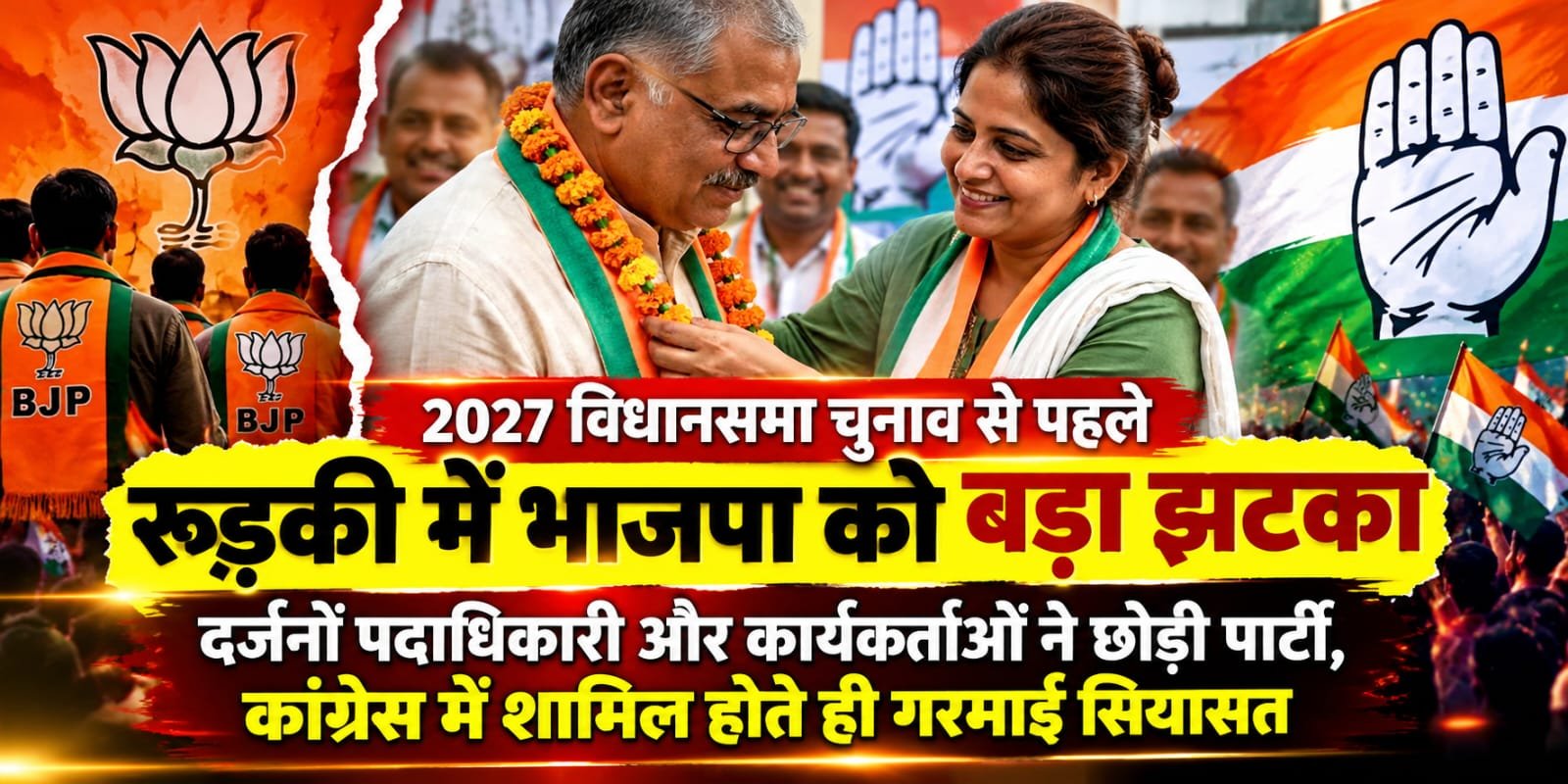 BIG BREAKING:: रुड़की में भाजपा को झटका, दर्जनों कार्यकर्ताओं ने थामा कांग्रेस का हाथ